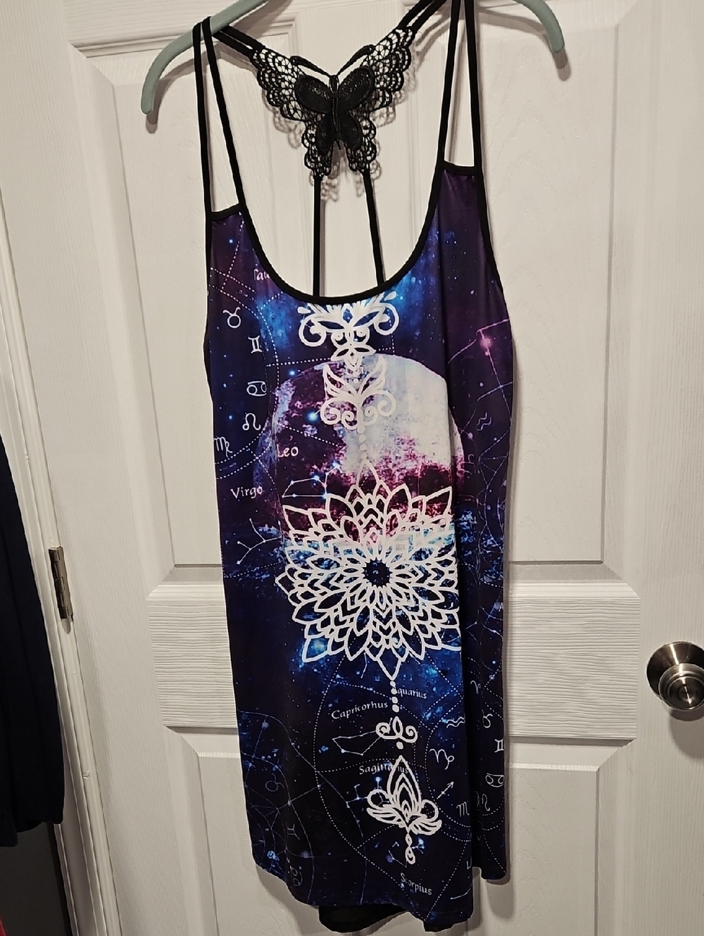 Rosegal Navy Purple Pink Galaxy Mandala Strappy Dress